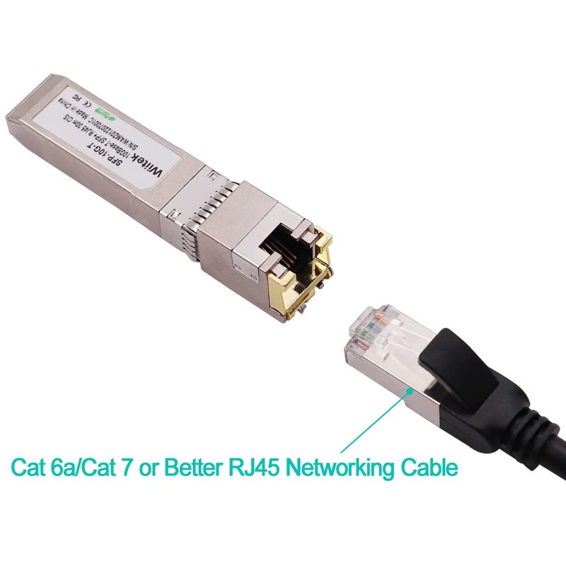 Wiitek 10Gb SFP+ to RJ45 Modules, 1.25G/2.5G/5G/10GBase-T Ethernet to SFP+ Transceiver Compatible for Cisco SFP-10G-T-X, Ubiquiti, Netgear AXM766, Mikrotik S+RJ10, Unifi (Cat 6a/7 or Better, 30-Meter) - Image 4